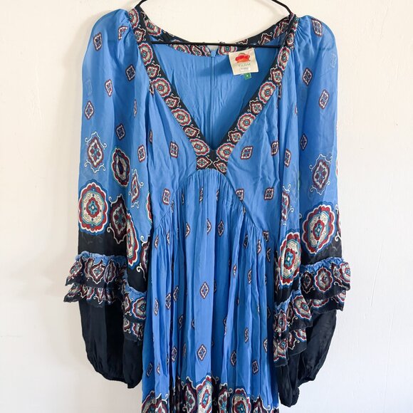 Farm Rio Blue Anika Tiles Maxi Dress S - Picture 3 of 7